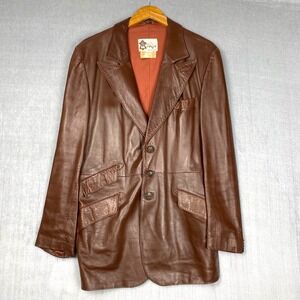 Vtg 70s Arbitro Leather Jacket Mens 44 Brown Made In Spain Retro Indie Sleaze